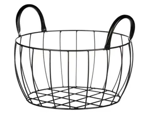 Úložný košík černý kov, 27x14 cm