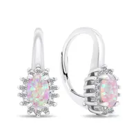 Brilio Silver Luxusní stříbrné náušnice se zirkony a opály EA432WP