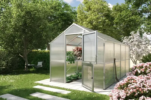 Zahradní skleník KGT Iris IV 4,3 x 2,3 m, šedá hliník
