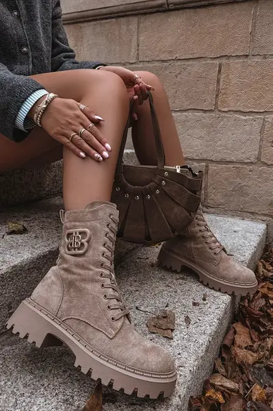 Boto Dámské workery boty s ozdobným prvkem zateplené béžové Kalindra