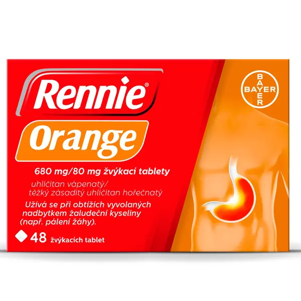 Rennie Orange 680 mg/80 mg 48 žvýkacích tablet