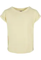Dívčí organické tričko s prodlouženým ramenem měkké žluté