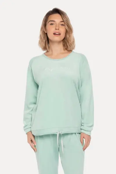 Teplé dámské pyžamo RAMONA XL Mentolová