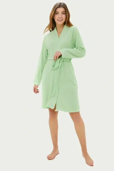 Dámský župan na knoflíky GABRIELLA M Světle zelená