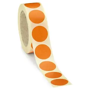 Samolepiace, značkovacie kolieska Ø 20 mm, oranžové, 500 ks na roli