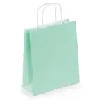 50 x Mini papírové tašky z kraftového papíru 180x220x80mm, zelené