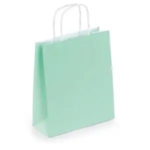 50 x Mini papírové tašky z kraftového papíru 180x220x80mm, zelené