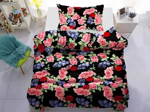 Bavlnené obliečky PINK ROSES čierne Rozmer obliečky: 70 x 90 cm | 140 x 200 cm