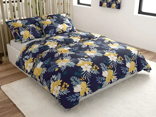 Povlečení z mikrovlákna FLOWERISH tmavě modré Rozměr povlečení: 70 x 90 cm | 140 x 200 cm