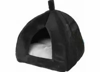 Plyšový pelíšek pro psa/kočku HUISE 40x35 cm, černo-šedý