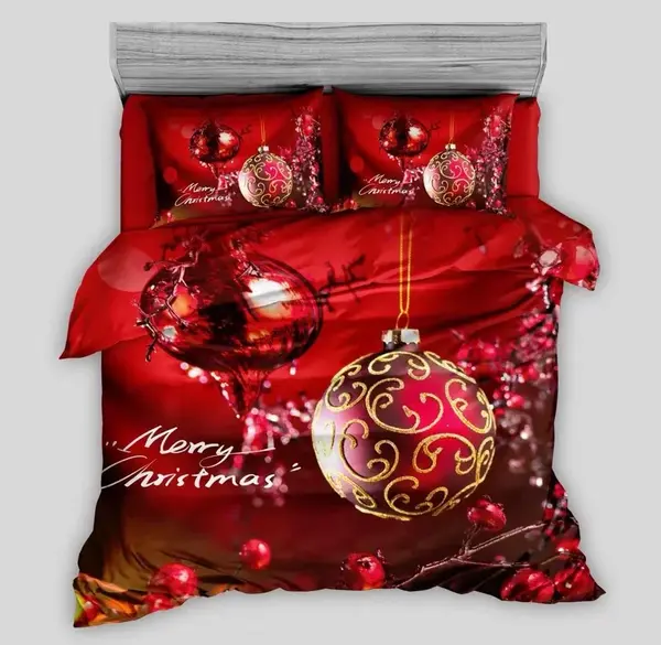 3D Bavlněné povlečení MERRY CHRISTMAS červené, 100% bavlna Rozměr povlečení: 70 x 90 cm | 140 x 200 cm