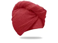 Rychleschnoucí froté turban na vlasy červený, 100% bavlna
