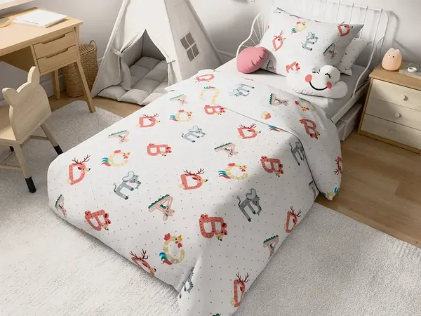 Povlečení do postýlky z Renforcé bavlny ABECEDA bílé Rozměr povlečení: 45 x 65 cm | 90 x 140 cm