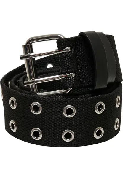 Polyester belt with eyelets black/silver