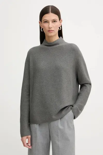 Bavlněný svetr Marc O'Polo dámský, šedá barva, s pologolfem, 600600660271