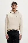 Mikina Tommy Jeans pánská, béžová barva, s kapucí, hladká, DM0DM20742
