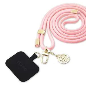 Popruh Guess Crossbody Cord 4G Charm, zlatá / růžová