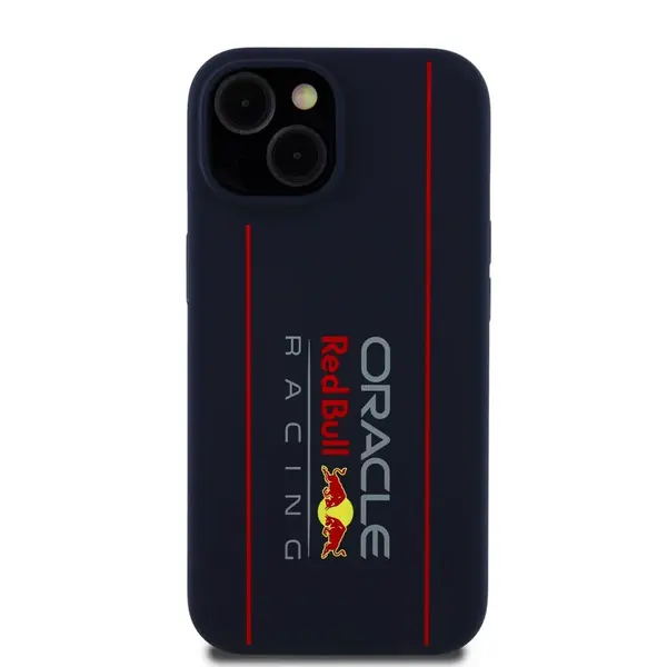 Zadní kryt Red Bull Silicone Vertical Logo MagSafe pro Apple iPhone 15, navy
