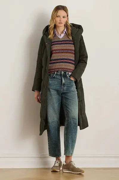 Bunda Lauren Ralph Lauren zelená barva, 297P04090