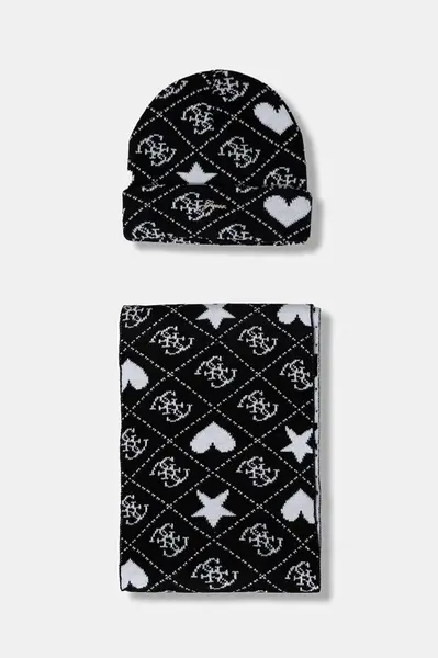Dětská čepice a šátek Guess 2-pack černá barva, J5BZ05 Z3H40