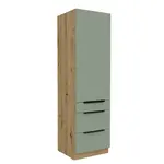 Vysoká potravinová skříňka Aria 60 DKS-210 3S 1F - Premium Box Barva korpusu: Dub artisan, Barva dvířek: SA - Aquamarine AFM