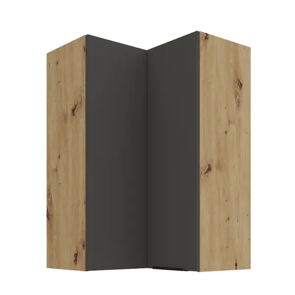 Horní rohová skříňka Aria 60x60 GN-90 2F (90°) Barva korpusu: Dub artisan, Barva dvířek: GR - Graphite AFM