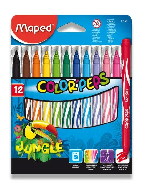 Detské fixky Maped Color´ Peps Jungle- 12 farieb