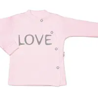 Baby Nellys Bavlněná košilka Love zapínání bokem - růžová, vel. 68