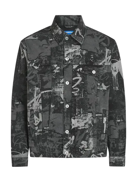 KARL LAGERFELD JEANS Prechodná bunda  sivý denim / svetlosivá / čierny denim