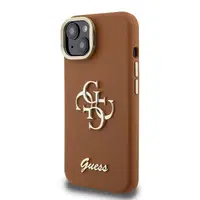 Zadní kryt Guess PU Grained 4G Logo Stand Camera Frame pro Apple iPhone 14, hnědá