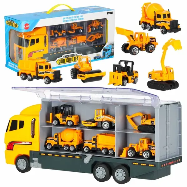 Tahač – transportér + 6 stavebných strojov, odpaľovač a úložné priehradky