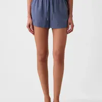 Tmavomodré dámske ľanové pyžamové kraťasy GAP