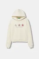 Dětská mikina United Colors of Benetton béžová barva, s kapucí, vzorovaná, 39M2C205E