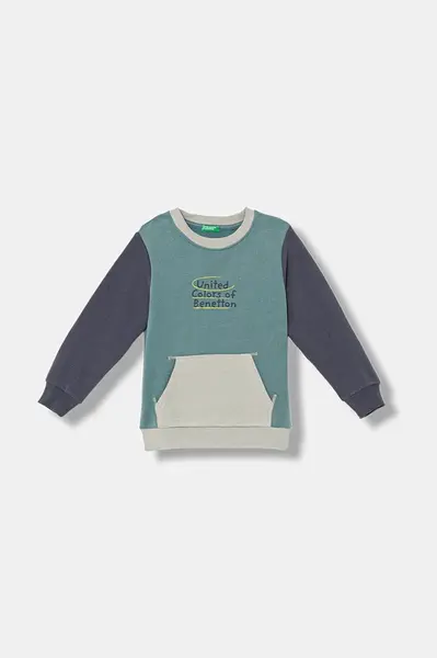 Dětská mikina United Colors of Benetton tyrkysová barva, vzorovaná, 3EB5G10KS