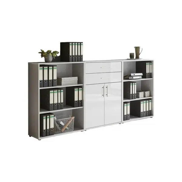 MID.YOU SKŘÍŇ NA ŠANONY, šedá, vysoce lesklá bílá, 253,2/113,6/33 cm