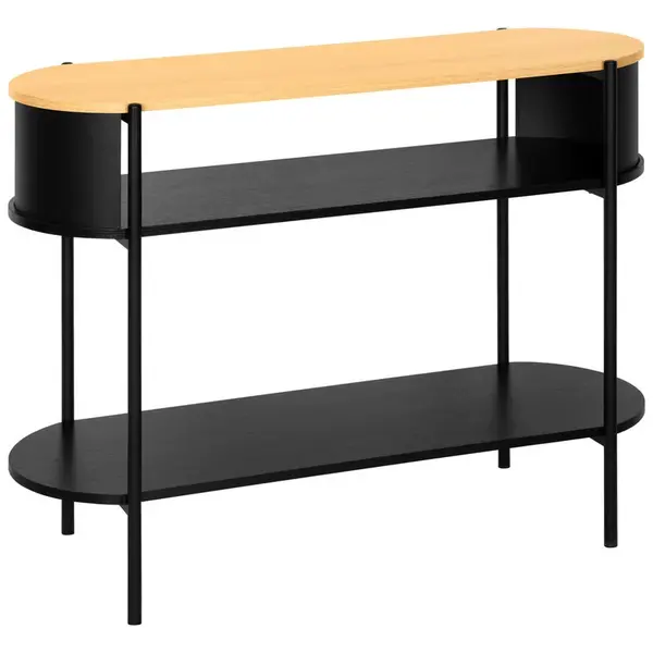 Xora KONZOLOVÝ STOLEK, přírodní barvy, černá, kov, kompozitní dřevo, 100/39/76 cm