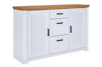 Kombinovaná komoda z masivu malcolm - bílá/dub