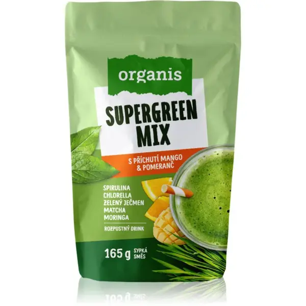 Organis Supergreen Mix prášek na přípravu nápoje příchuť Mango & Orange 165 g