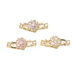 Flower Brass Micro Pave Cubic Zirconia Fold Over Clasps