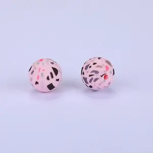 Printed Round Silicone Focal Beads