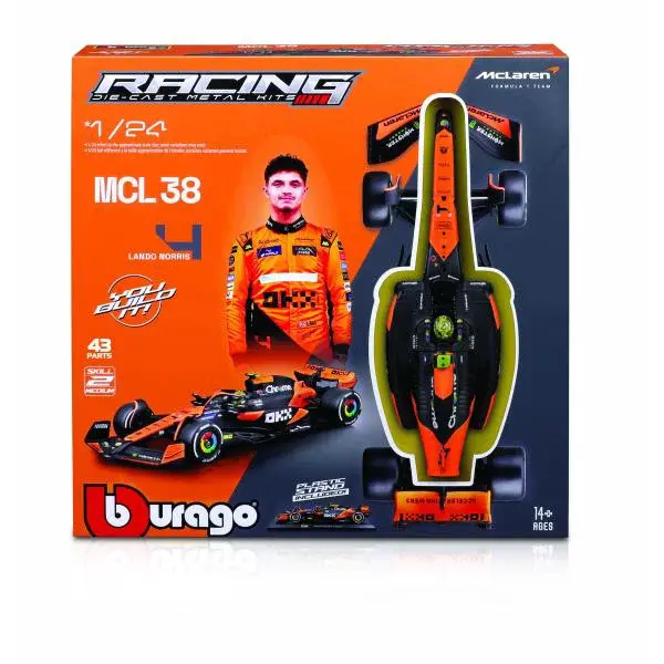 Bburago 1:24 RACE Formula F1 MODEL-KIT - McLaren F1 Team MCL38 (2024) #4 (Lando Norris)