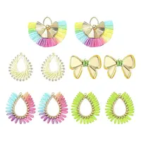 10Pcs 5 Styles Alloy with Paper Pendants