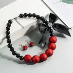 Fashionable Bohemian Style Resin Round Beaded Dangle Earrings & Necklaces Sets