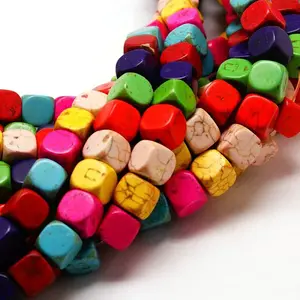 Cube Synthetic Turquoise Beads