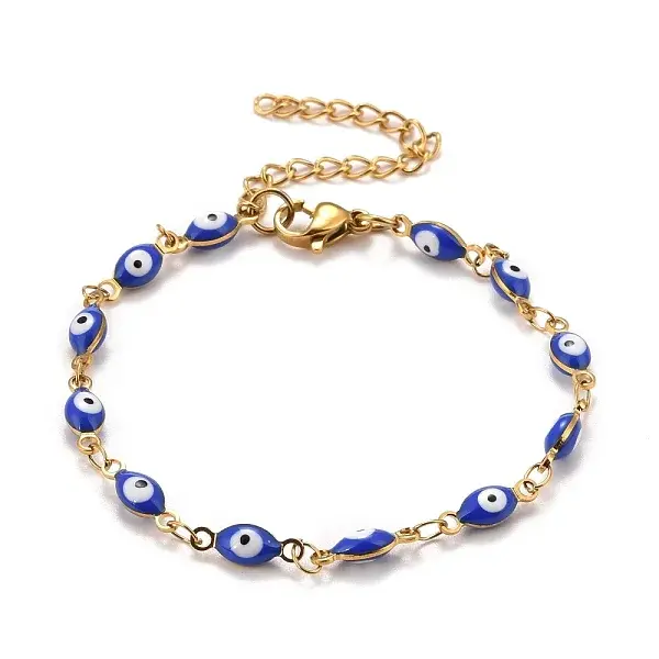 Enamel Horse Eye Link Chains Bracelet