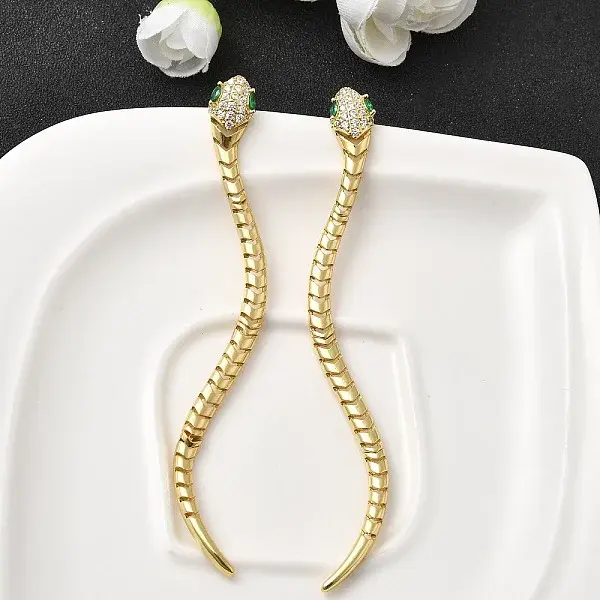 Brass Cubic Zirconia Stud Earrings