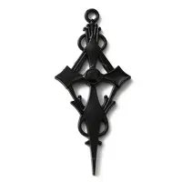 Jet Rhinestone Cross Pendant with Black Enamel