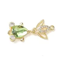 Brass Micro Pave Clear Cubic Zirconia Fish Links Connector Charms