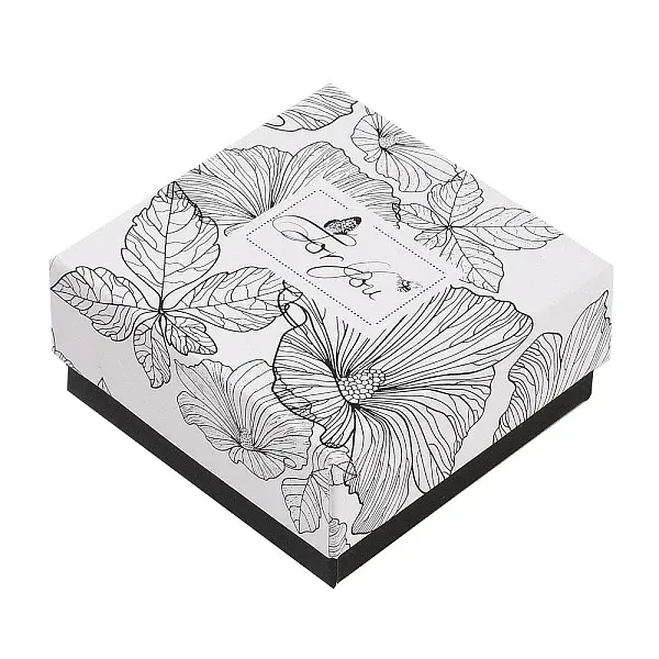 Flower Print Cardboard Paper Jewelry Storage Boxes