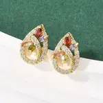 Brass Micro Pave Cubic Zirconia Stud Earrings
